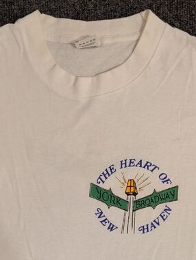 Vintage Heart of New Haven T Shirt White Tee Single Stitch 100% Cotton USA Made